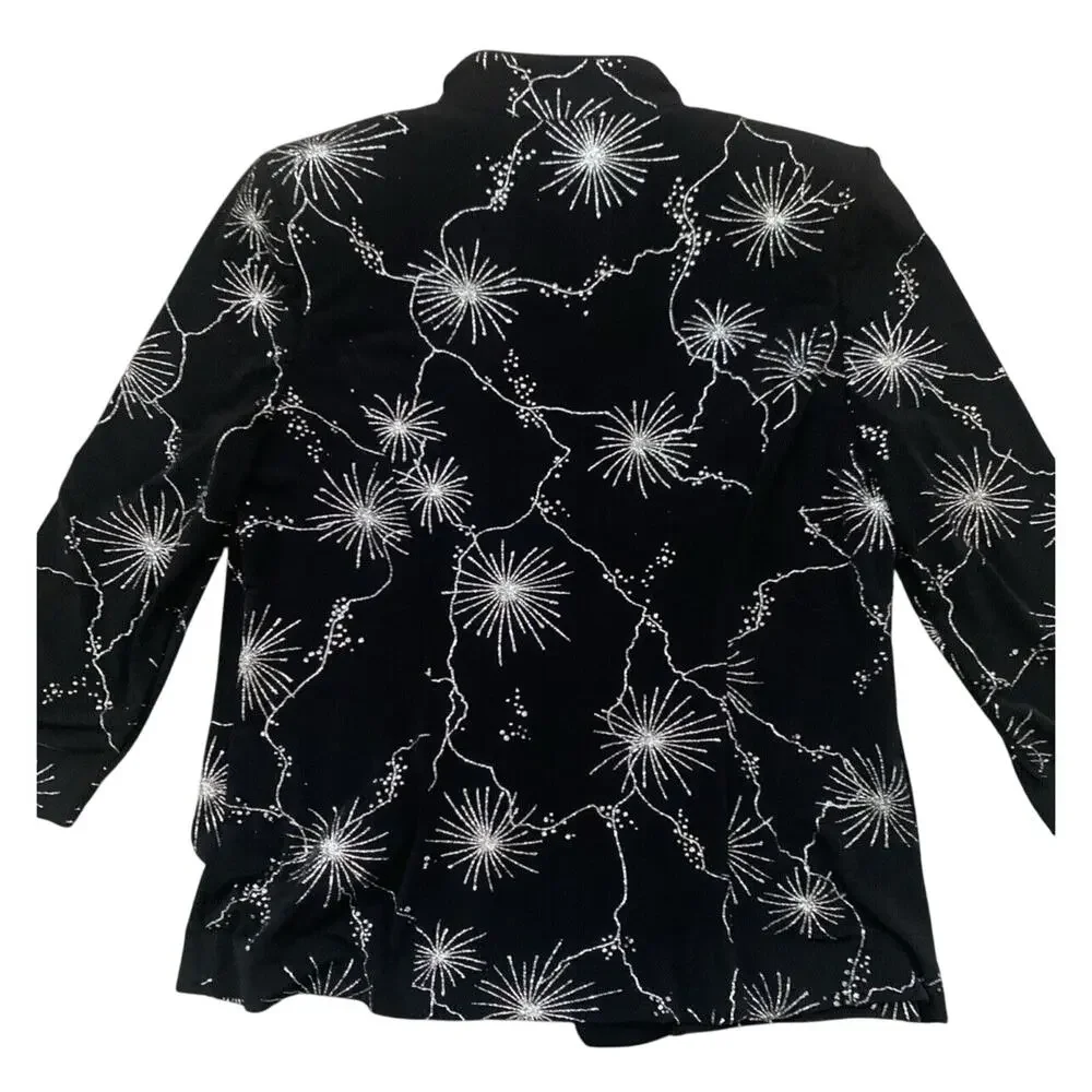 Alex Evenings Womens Black Starburst Velvet Jacket Size Small Whimsigoth Witchy
